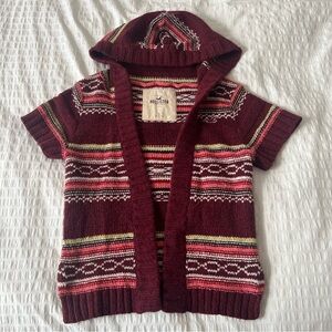 Vintage Y2K Hollister Short Sleeve Hood Cardigan Wool Blend Sweater